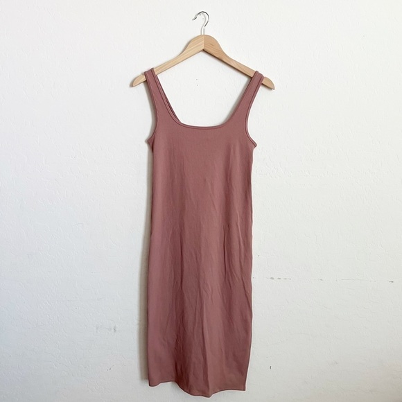 Abercrombie & Fitch Dusty Pink Skinny Rib Body Con Form Fit Tank Dress - Picture 1 of 7